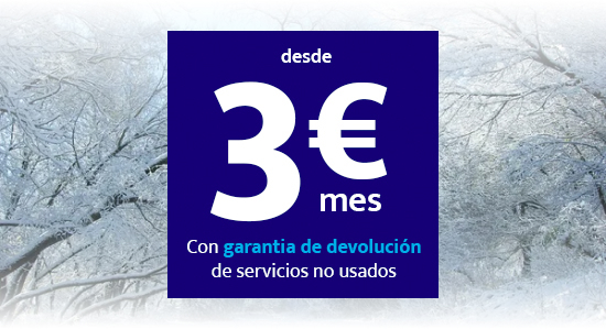 Desde 3€ al mes con garantia de devolución de servicios no usados